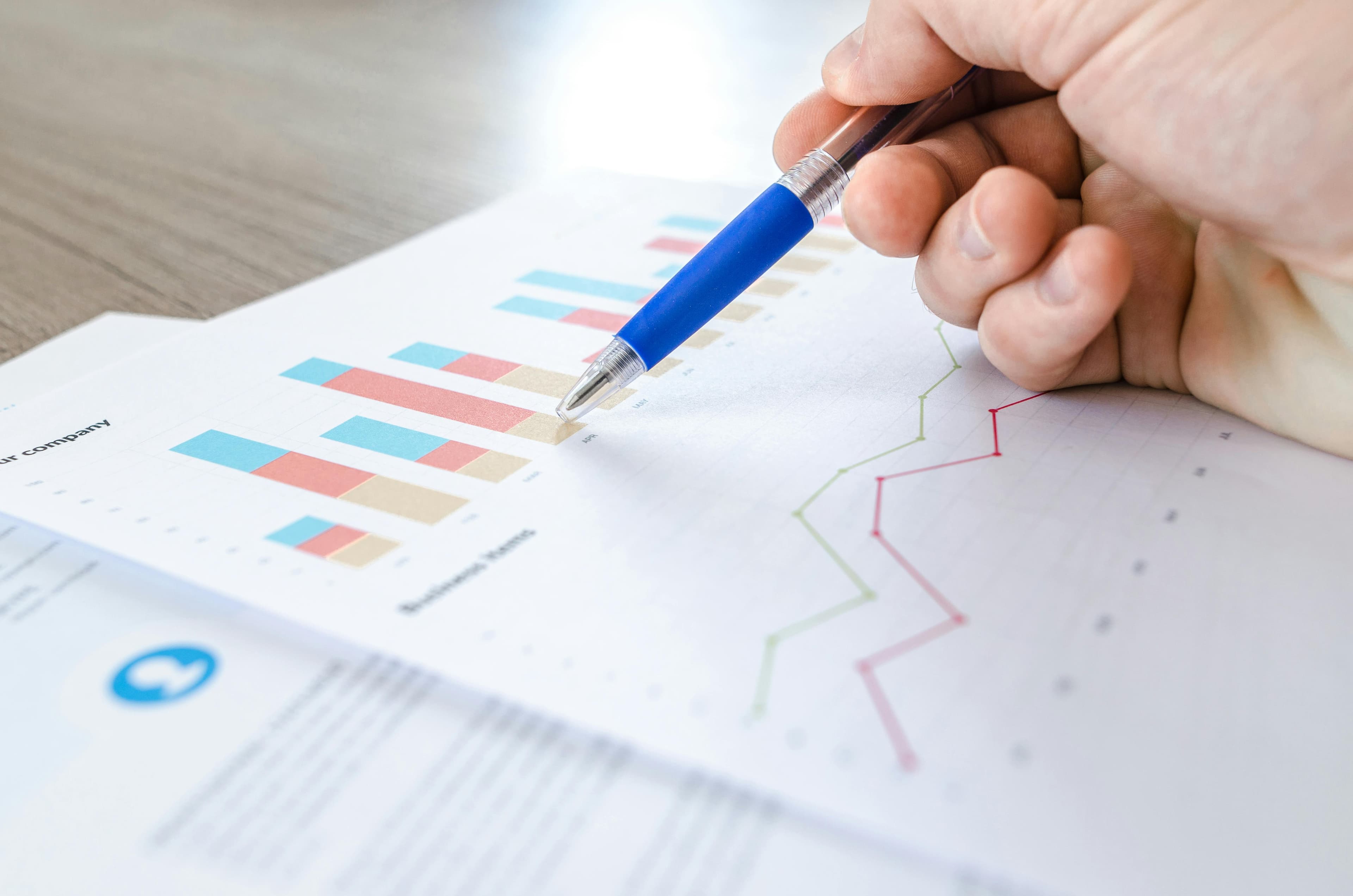 Business analysis charts representing storage cost planning